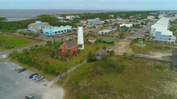 George Island Lighthouse Aerial Drone Footage 60P — Stock Video