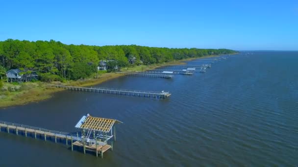 Casas Primera Línea Mar Carrabelle Golfo México 60P — Vídeos de Stock