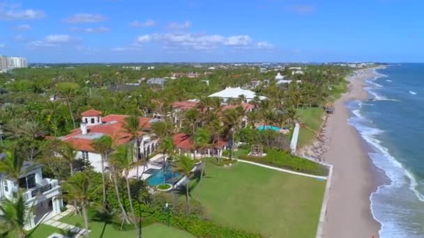 Aerial Video Luxury Mansions Beach 60P — Stock Video