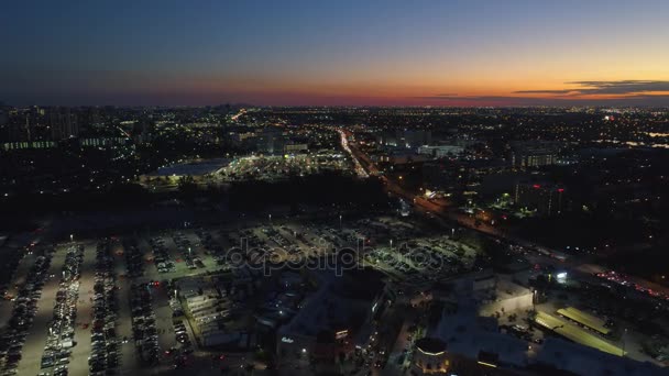 Aerial Drone Video Crepúsculo Ciudad Luces — Vídeos de Stock