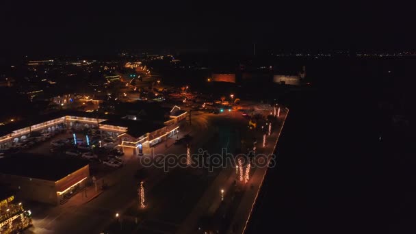 Castillo San Marcos Augustine Nacht Luchtfoto Video — Stockvideo