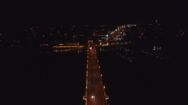 Éjszakai Drone Felvételeket Híd Oroszlánok Augustine — Stock videók