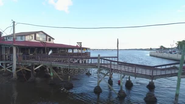 Santa Maria Restaurant Augustine Cerrado Después Tormenta — Vídeo de stock