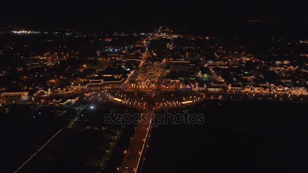 Plaza Del Ayuntamiento Histórico San Agustín Con Luces Navideñas Diciembre — Vídeos de Stock