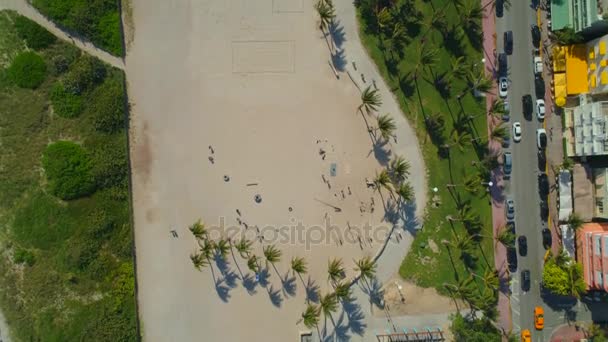 Luchtfoto Drone Schoot Miami Beach Overhead Schot Naar Beneden — Stockvideo