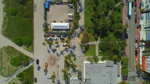 Directe Overhead Schot Miami Beach Luchtfoto Drone Video — Stockvideo