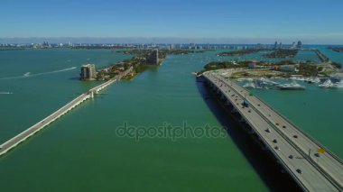 Hava Miami Biscayne Bay Macarthur Venedik causeway kurulması vurdu 4k 24p
