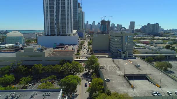 Aerial Downtown Miami 2Nd Avenue — Stock Video