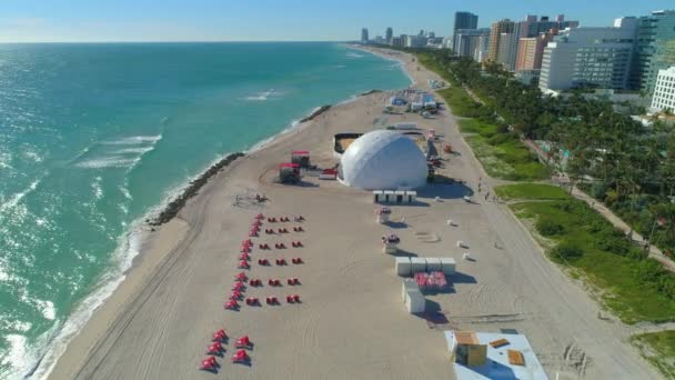 Luchtfoto Drone Video Miami Beach 2017 Art Basel Tent Komen — Stockvideo