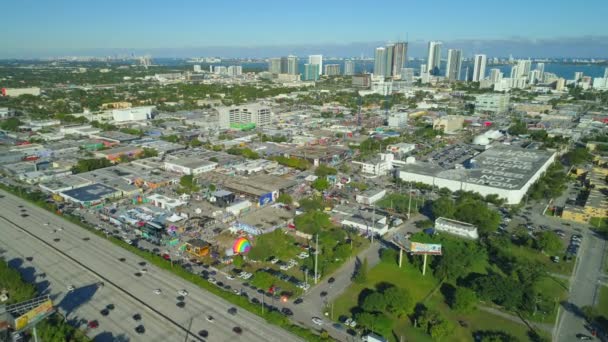 Aerial Establishing Shot Wynwood Miami Art Walls Graffiti — Stock Video