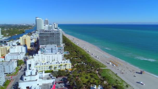 Luchtfoto Miami Beach Onthullen 24P Video — Stockvideo