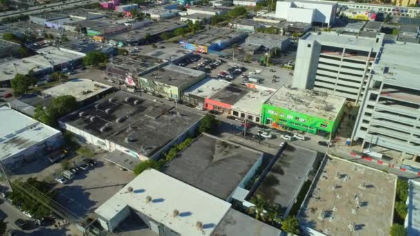 Aereo Miami Drone Colpo Wynwood Città Urbana Mura Arte — Video Stock