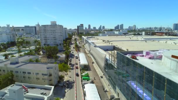 Aerial Videofilmer Miami Beach Convention Center Renovering 2017 — Stockvideo