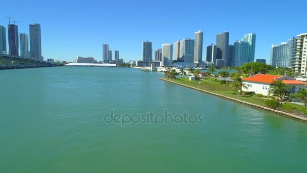 Lotnicze Wideo Weneckie Causeway Miami Biscayne Bay — Wideo stockowe