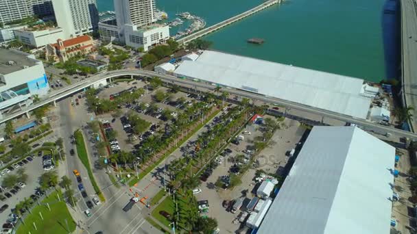 Art Miami Basel 2017 Tent Downtown Miami Aerial Drone Video — Stock Video