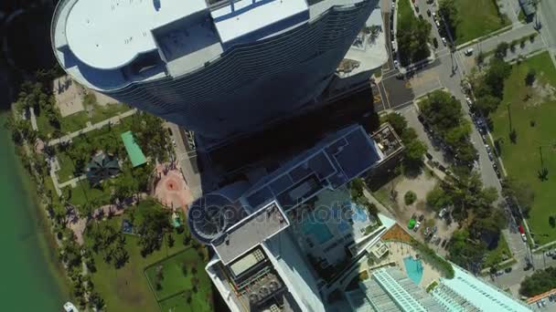 Fast Aerial Motion Flying Highrise Buildings Drone — Stock Video