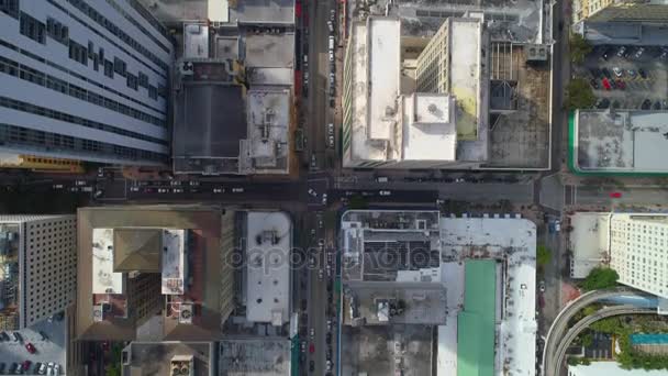 Letecký Kamera Úhel Směrem Dolů Miami Flagler Street — Stock video