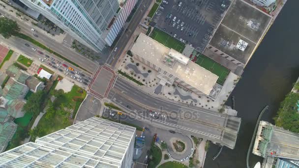 Drone Légi Felvételeket Brickell Avenue Miami — Stock videók