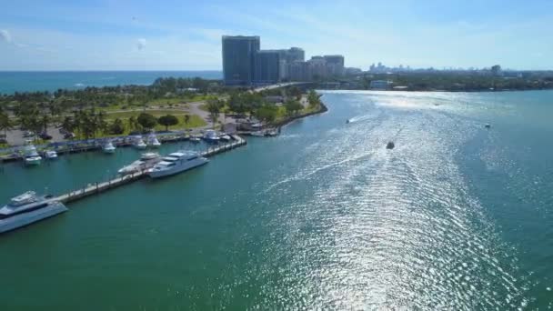 Havadan Görüntüleri Haulover Park Miami Beach Biscayne Körfezi — Stok video