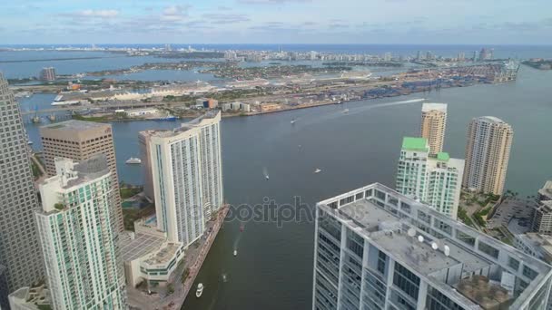 Luchtfoto Schilderachtige Miami Brickell — Stockvideo