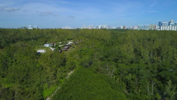 Antenowe Stockowy Chatce Campingu Oleta Park Miami — Wideo stockowe