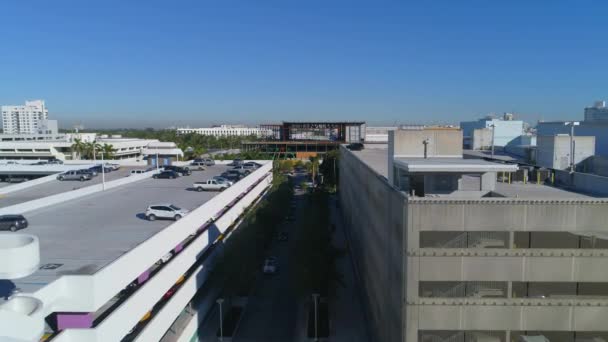 Luchtfoto Video Miami Beach Het Dak Parkeergarages — Stockvideo