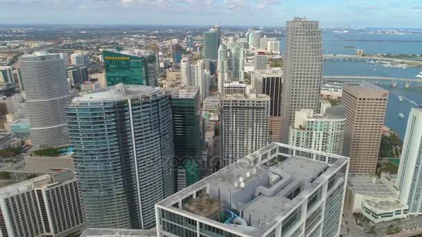 Hooggelegen Vlucht Downtown Miami Drone Beelden — Stockvideo