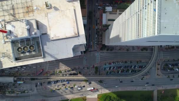 Stock Aerial Flagler Street Downtown Miami — Stock Video