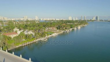 Hava dron video lüks Adası Konakları Miami Beach waterfront 4k 24p