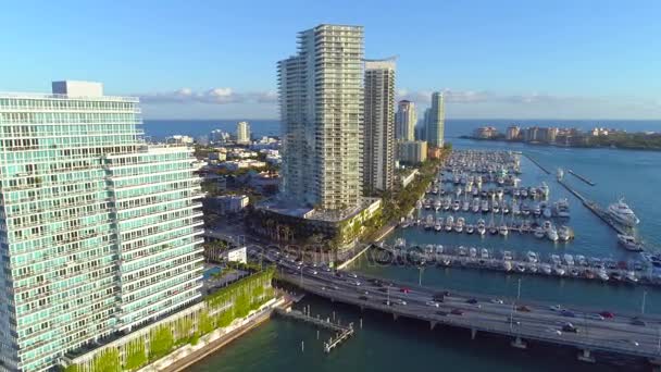 Aerial Revelar Lojas Quinta Rua Miami Drone Footage — Vídeo de Stock