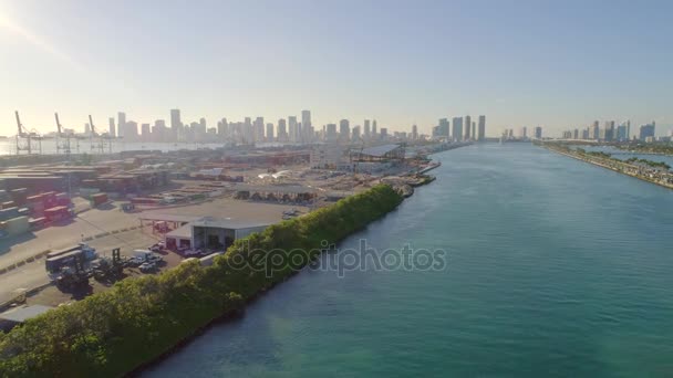 Видео Воздуха Port Miami Usa 24P Footage — стоковое видео