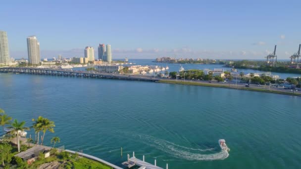 Floride Front Mer Aérien Miami Beach Scène 24P États Unis — Video