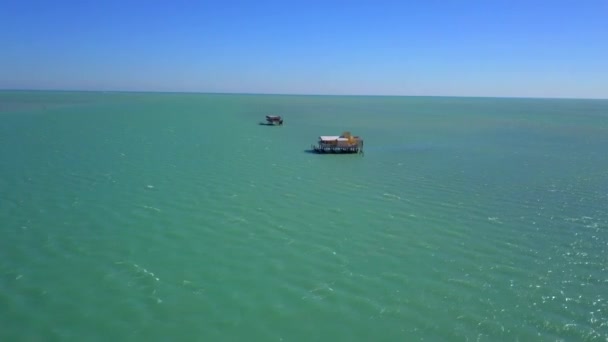 Aerial Drone Tour Stiltsville Biscayne Bay Miami Florida 24P Video — Video Stock