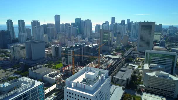Luftbild Innenstadt Miami Brightline Central Station Bau — Stockvideo