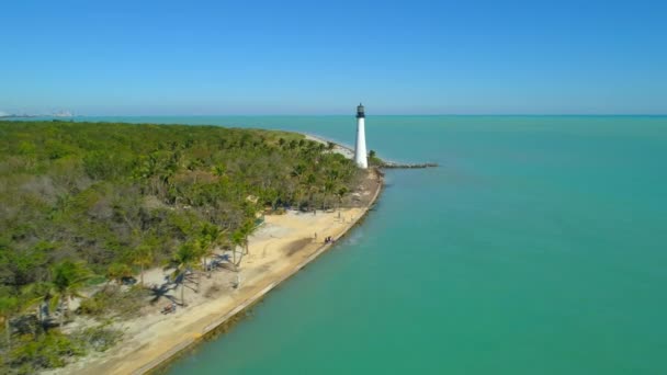 Aerial Video Florida Lighthouse Bill Baggs Cape Park Natursköna Tur — Stockvideo