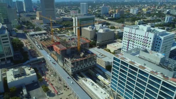 Costruzione Della Stazione Centrale Brightline Downtown Miami 24P — Video Stock