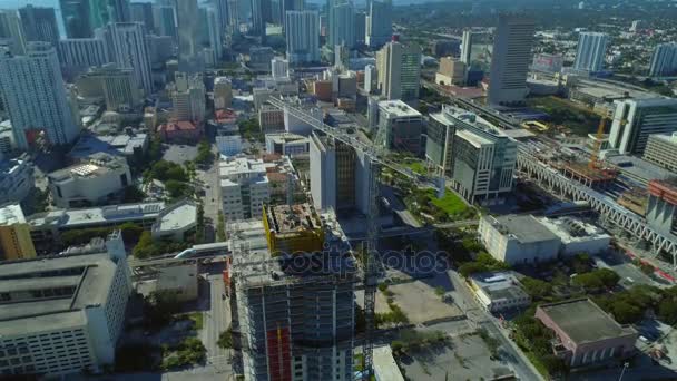 Drone Schot Van Highrise Wolkenkrabber Bouw Een Downtown District 24P — Stockvideo