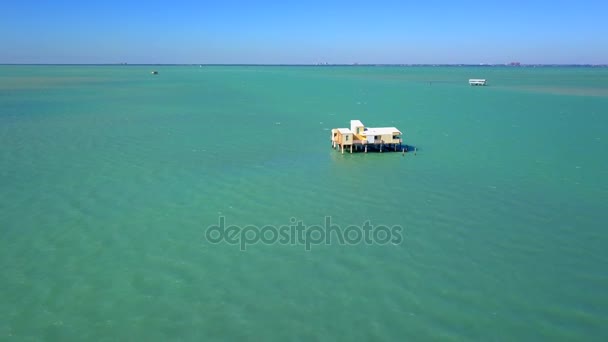 Stiltsville Wood Stilt Houses Biscayne Bay Miami Florida 24P — Stock Video