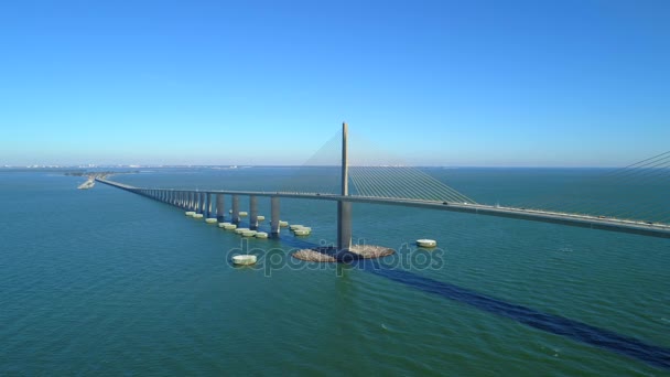 Video Drone Aereo Del Sunshine Skyway Bridge Tampa Bay Florida — Video Stock