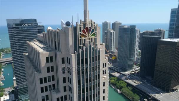 Aereo Rallentatore Orbita Video Nbc Tower Chicago Usa — Video Stock