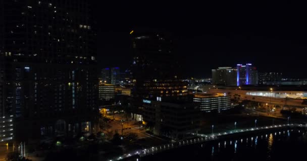 Lotnicze Wideo Downtown Tampa Nocy — Wideo stockowe
