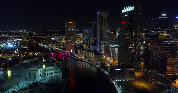 Stock Footage Aerial Drone Tampa Night — Stock Video