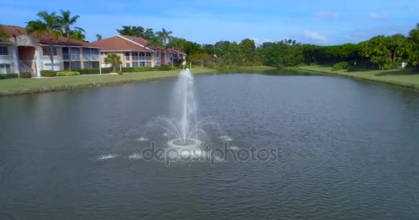 Aerial Drone Orbit Found Residential Buildings Background — Stock Video