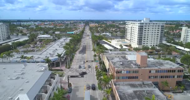 Drone Aéreo Vídeo Delray Beach Florida Atlantic Avenue — Vídeo de Stock