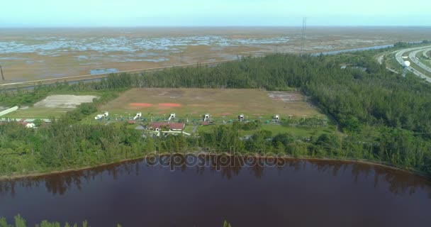 Deo Drone Aéreo Markham Park Arma Tiro Alcance — Vídeo de Stock