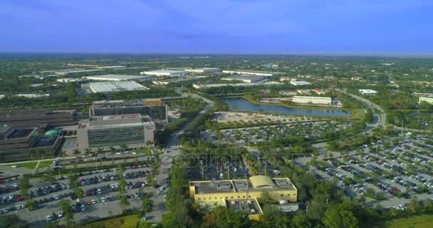 Luchtfoto Video Industriële Magazijn District Weston Florida — Stockvideo