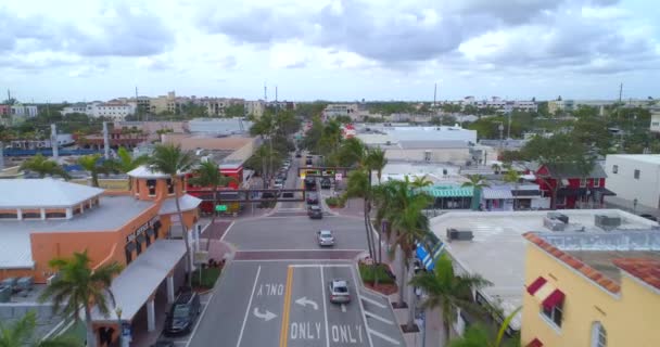 Aerial Video Butiker Och Restauranger Delray Beach 5Th Avenue Och — Stockvideo