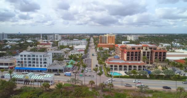 Delray Atlantic Avenue Florida Luchtfoto Drone Video — Stockvideo
