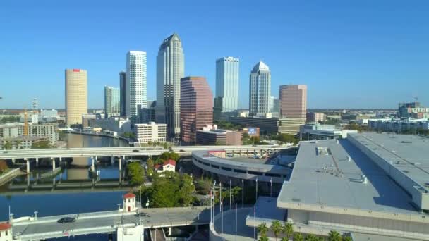 Antenn Drönare Avslöja Downtown Tampa Florida — Stockvideo