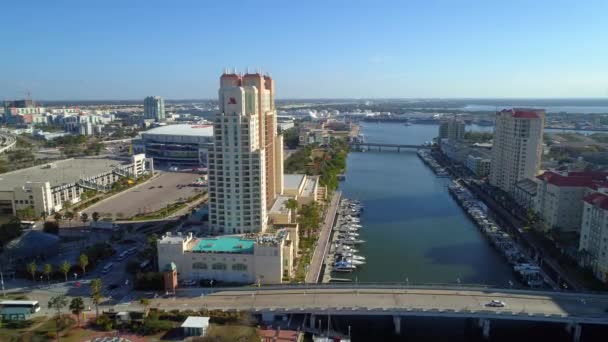 Vídeo Aéreo Garrison Channel Tampa Downtown — Vídeo de stock